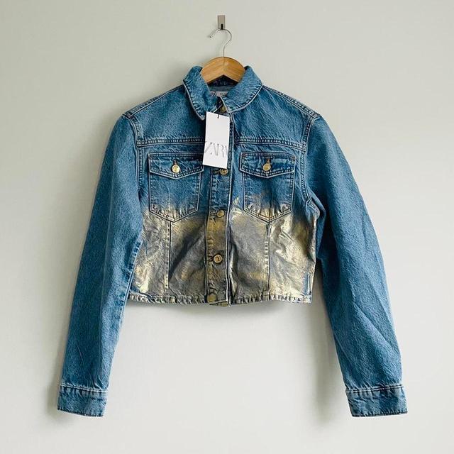 Zara Women's Lightweight Jacket - Blue/Gold - S on Productcaster.