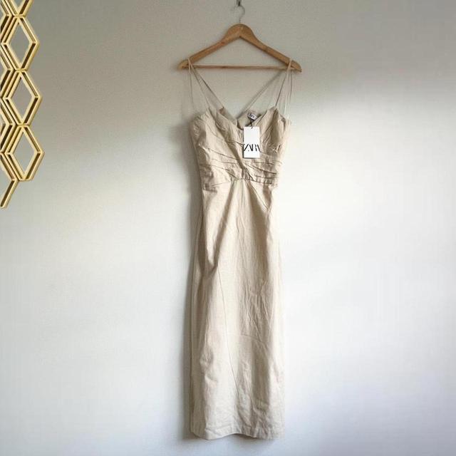 Zara Women's Slip Dress - Cream/Brown - S on Productcaster.