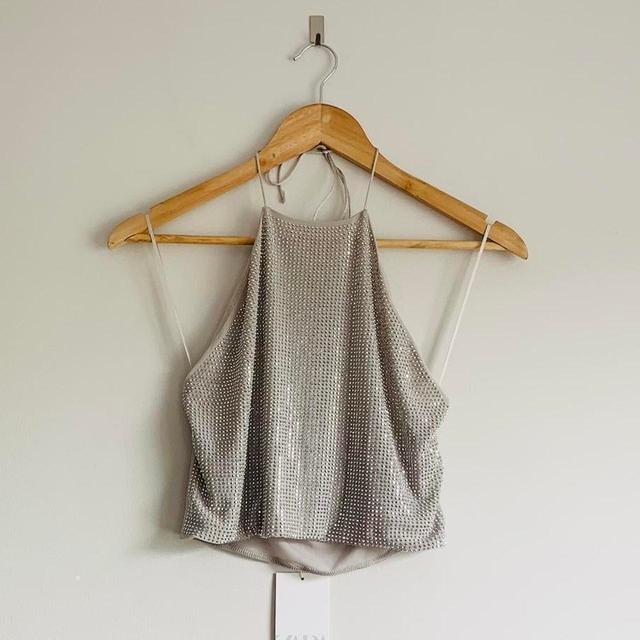 Zara Women's Top - Silver/Grey - M on Productcaster.