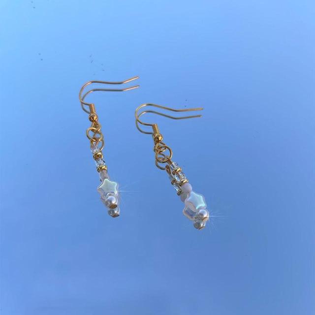 Women's Earrings - Gold/White on Productcaster.