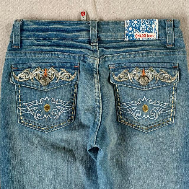 Women's Embroidered Jeans - Blue/Navy - UK 6 on Productcaster.