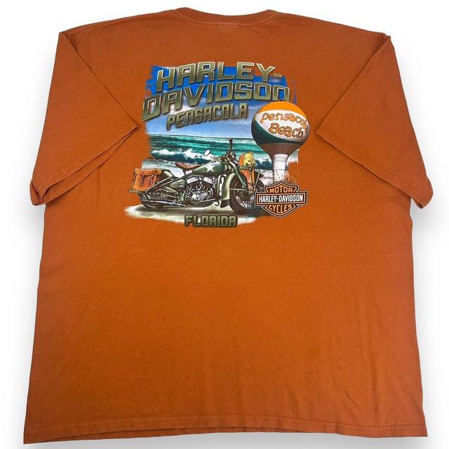 Harley Davidson Men's T-shirt - Orange/Multi - XXL on Productcaster.