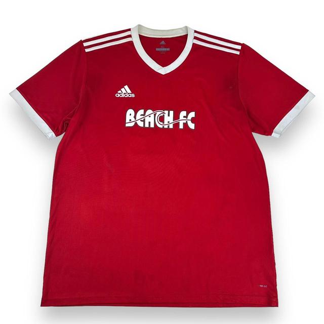 Adidas Men's T-shirt - Red/White - M on Productcaster.