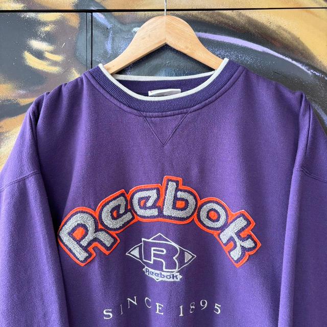 Reebok Men's Sweatshirt - Purple/White - M on Productcaster.