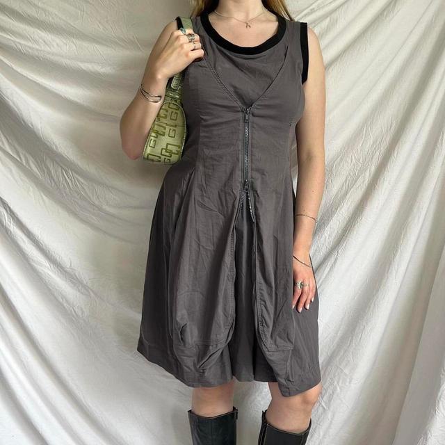 Preloved Women's Slip Dress - Grey/Black - 10 on Productcaster.