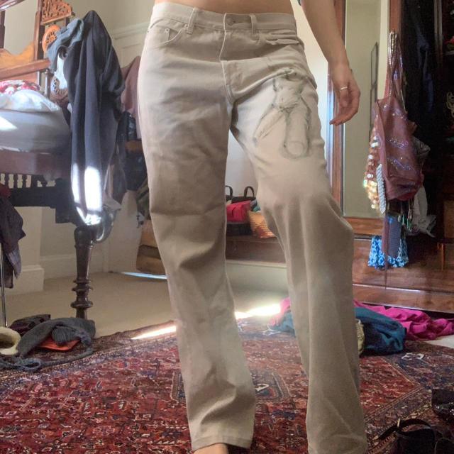 Women's Painted Trousers - Cream - UK 10 on Productcaster.