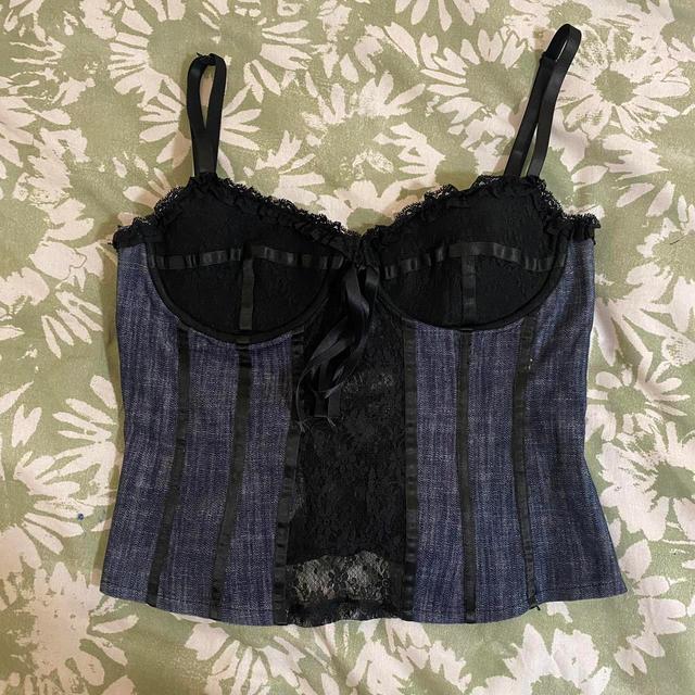 Vintage Women's Corset - Blue/Black - S on Productcaster.