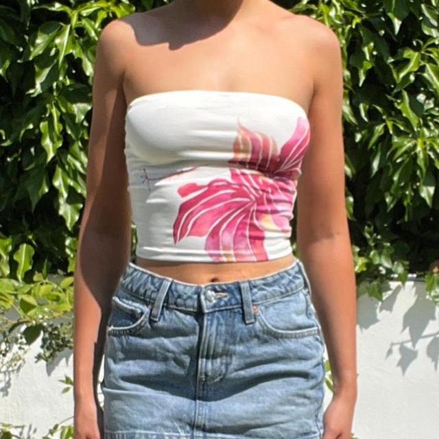 Women's Crop top - White/Pink - S on Productcaster.