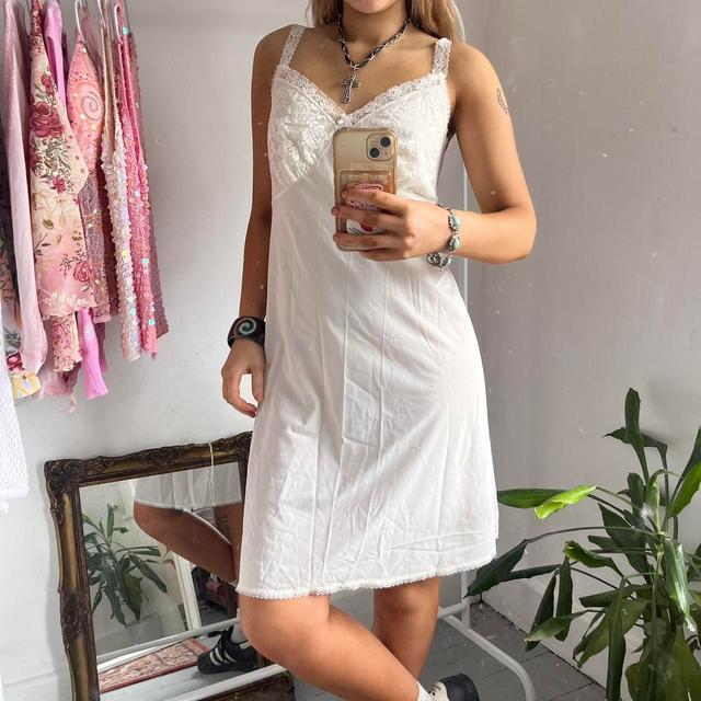 Vintage Women's Slip Dress - White - M on Productcaster.