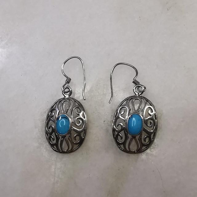 Preloved Women's Earrings - Blue on Productcaster.