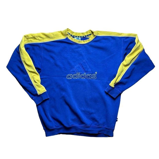 Adidas Men's Jumper - Blue/Yellow - S on Productcaster.