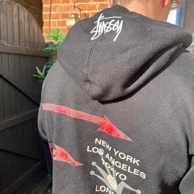 Stüssy Men's Hoodie - Black/White - L on Productcaster.