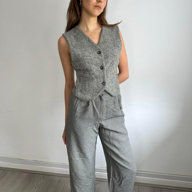 Vintage Women's Suit - Grey - S on Productcaster.