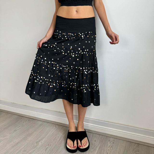 Vintage Women's Skirt - Black/Silver - S on Productcaster.