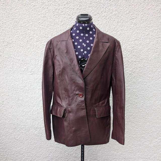 Women's Leather Jacket - Burgundy/Purple - UK 16 on Productcaster.