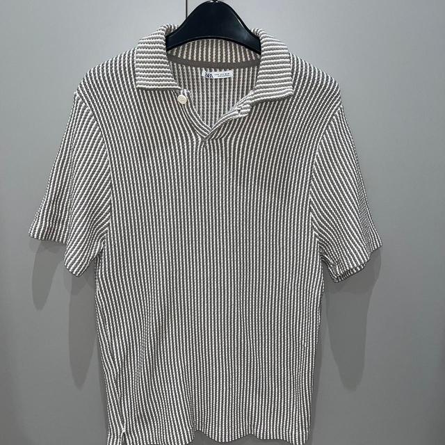 Zara Men's Polo shirt - Brown/White - M on Productcaster.