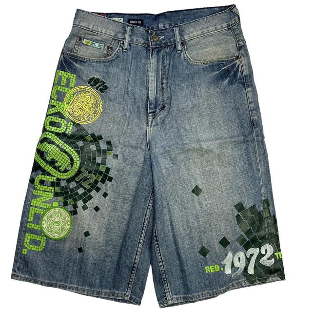 JNCO Men's Shorts - Blue/Green - 32" on Productcaster.