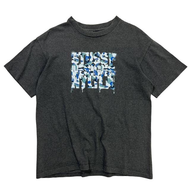 Stüssy Men's T-shirt - Grey/Blue - M on Productcaster.