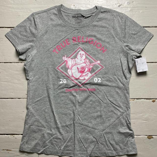 True Religion Women's T-shirt - Grey/Pink - L on Productcaster.