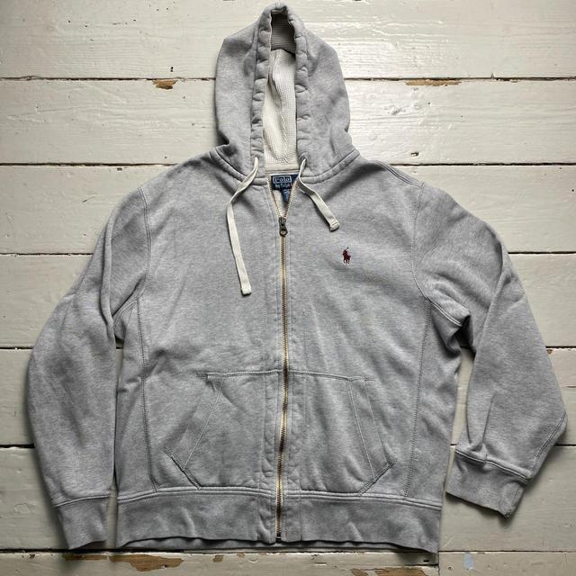 Polo Ralph Lauren Men's Hoodie - Grey/Burgundy - L on Productcaster.