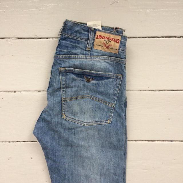 Armani Men's Straight leg Jeans - Blue/Tan - 30" on Productcaster.