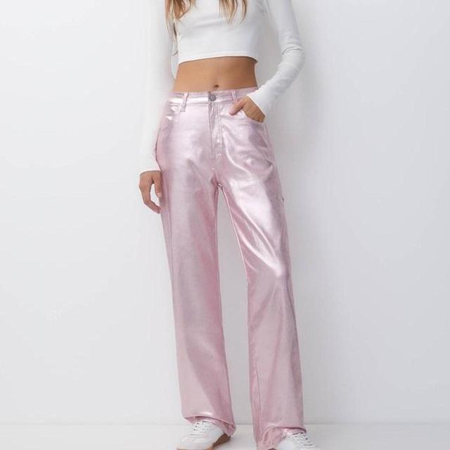 Pull&Bear Women's Trousers - Pink - UK 8 on Productcaster.