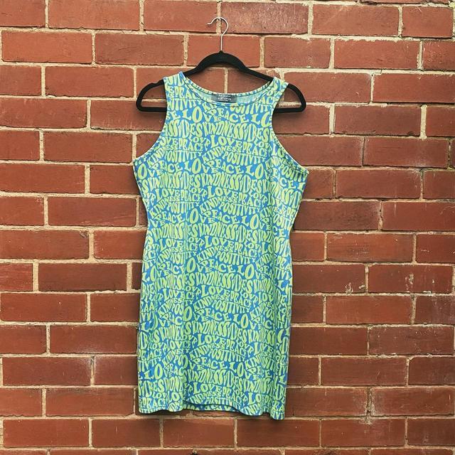 Primark Women's Slip Dress - Green/Blue - XL on Productcaster.