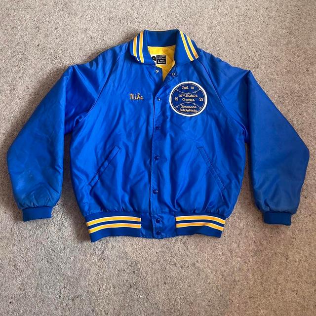 Men's Varsity Jacket - Blue/Yellow - L on Productcaster.