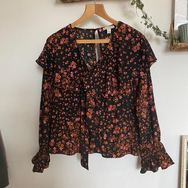 Topshop Women's Blouse - Black/Multi - 8 on Productcaster.