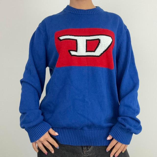 Diesel Men's Jumper - Blue/Red - M on Productcaster.