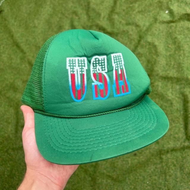 Vintage American Men's Caps - Green on Productcaster.