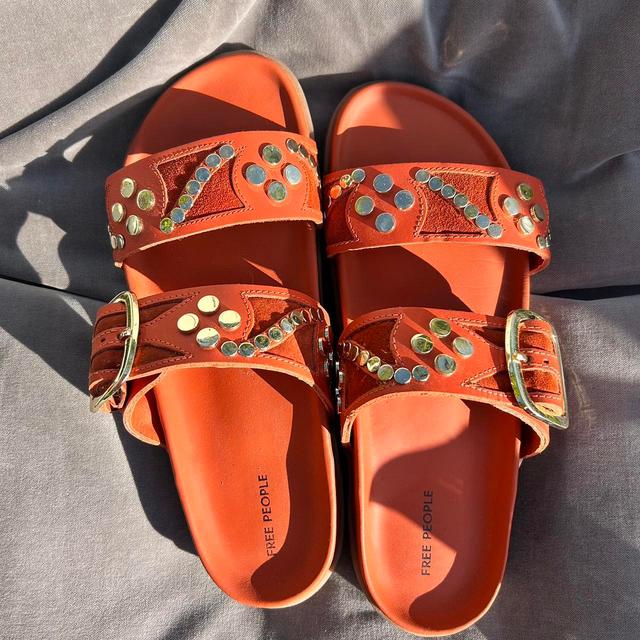 Free People Women's Sandals - Orange/Silver - UK 7 on Productcaster.