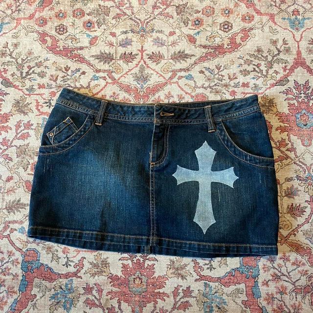 Reclaimed Vintage Women's Mini Skirt - Blue - UK 12 on Productcaster.