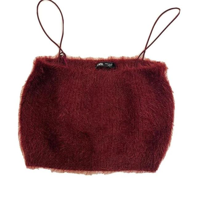 Zara Women's Crop top - Burgundy - S on Productcaster.