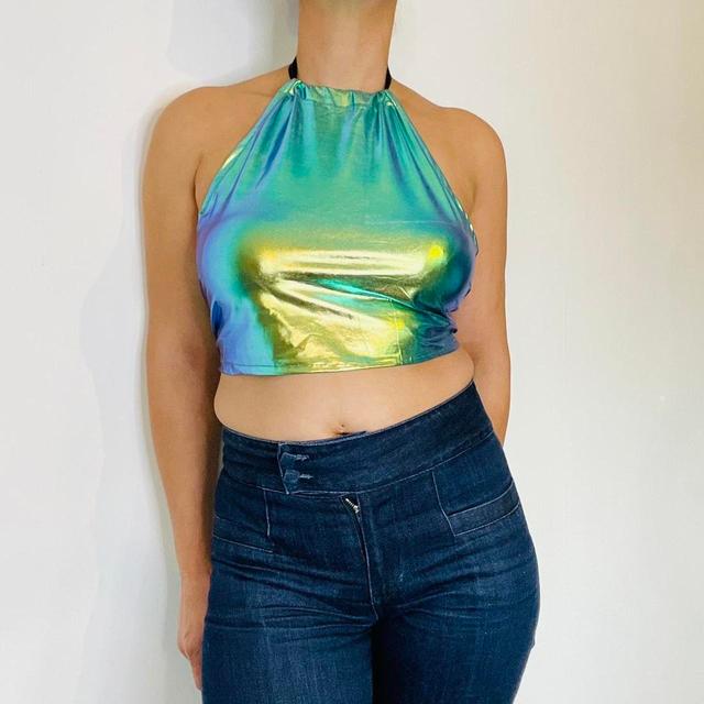 Vintage Women's Crop top - Green/Gold - One size on Productcaster.