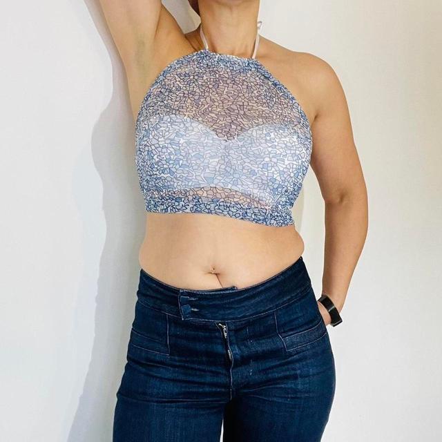 Vintage Women's Crop top - Blue/White - One size on Productcaster.