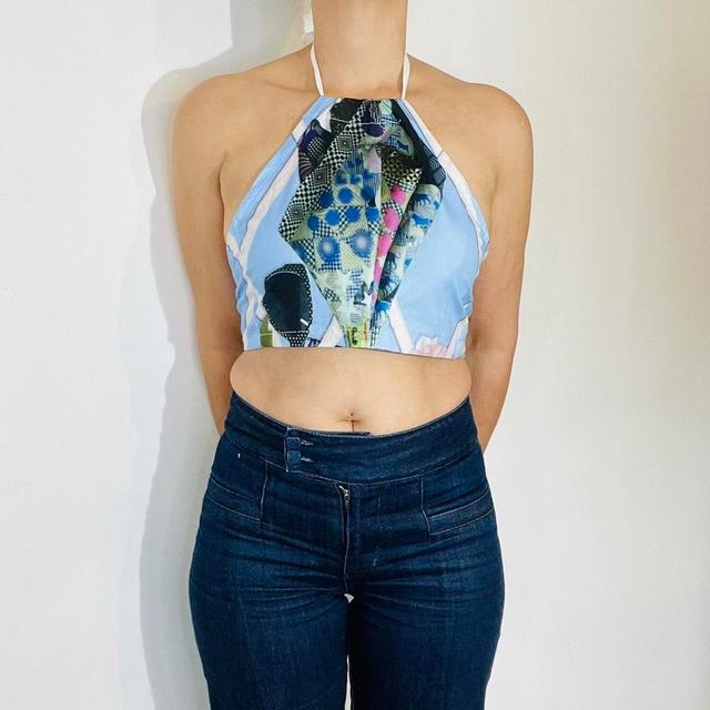 Vintage Women's Crop top - Blue/Multi - One size on Productcaster.