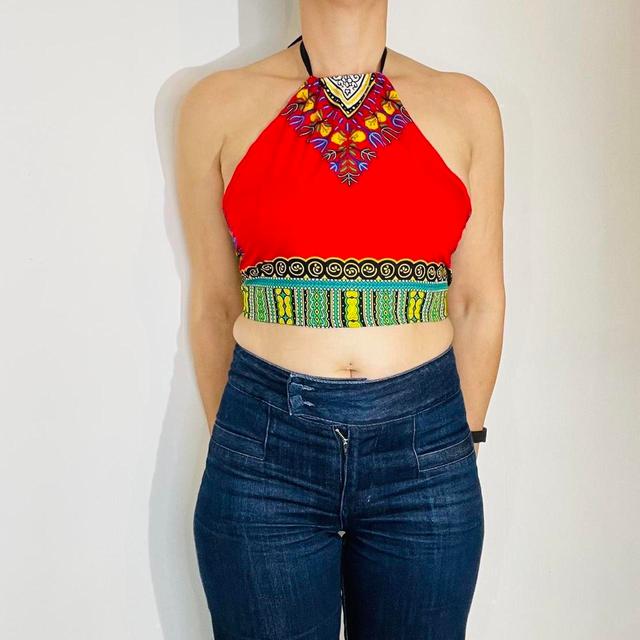 Handmade Women's Crop top - Red/Multi - One size on Productcaster.