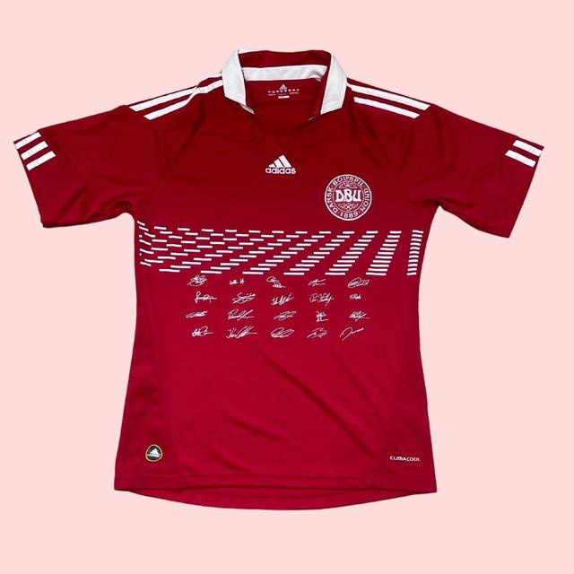 Adidas Men's T-shirt - Red/White - S on Productcaster.