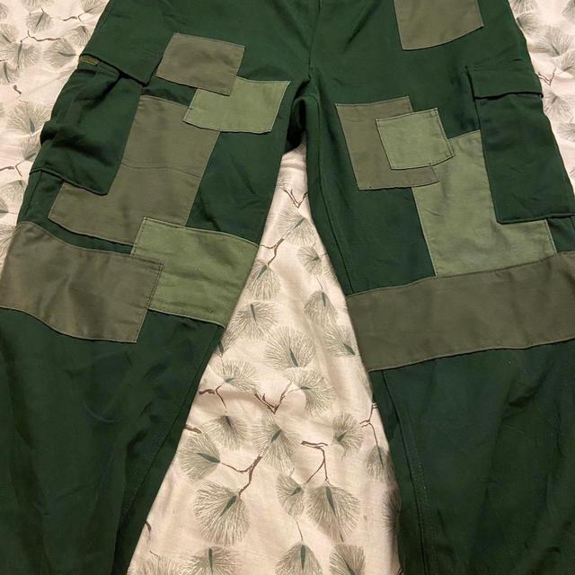 Vintage Men's Patched Trousers - Green/Khaki - L on Productcaster.