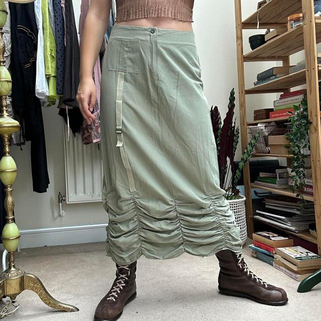 Vintage Women's Party Skirt - Green/Khaki - S on Productcaster.