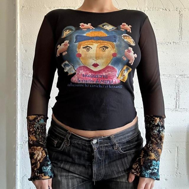 Vintage Women's Top - Black/Multi - S on Productcaster.