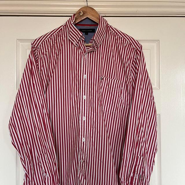 Tommy Hilfiger Men's Shirt - Red/White - M on Productcaster.