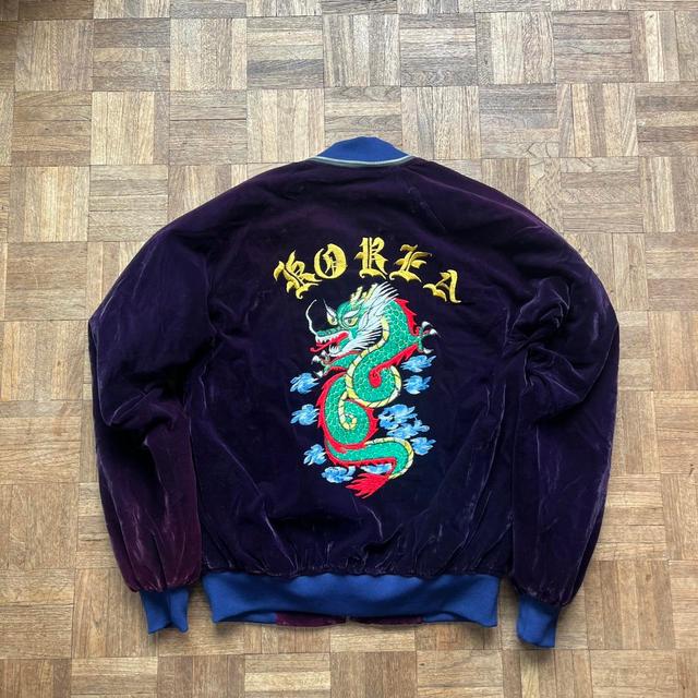 Vintage Men's Bomber Jacket - Purple/Multi - M on Productcaster.