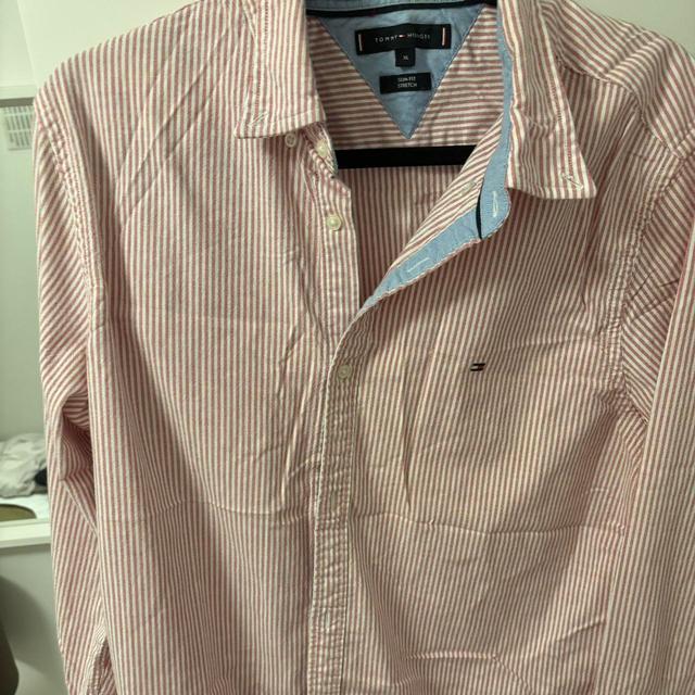 Tommy Hilfiger Men's Shirt - Pink/White - XL on Productcaster.