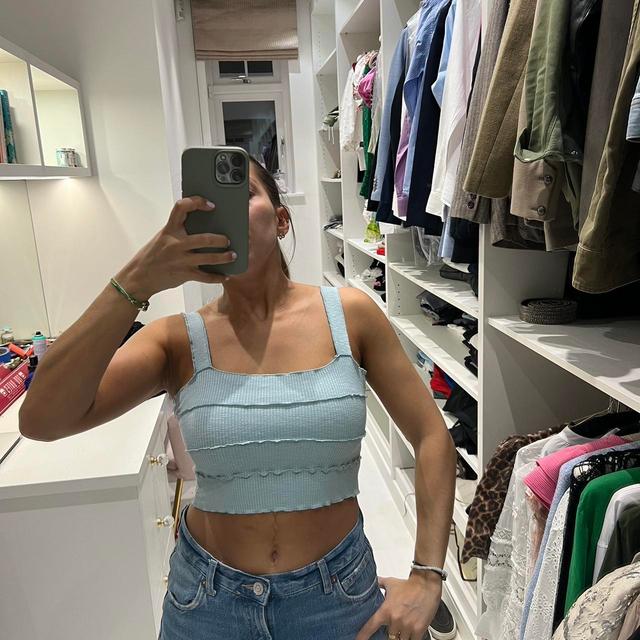 Zara Women's Crop top - Blue - M on Productcaster.