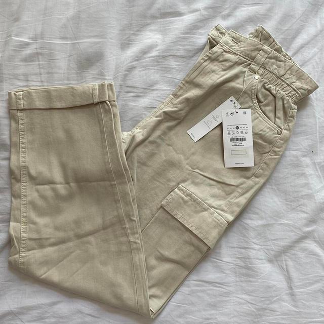 Bershka Women's Cargo Trousers - Cream/Tan - UK 10 on Productcaster.