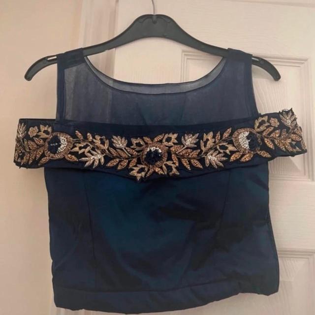 Designer Women's Crop top - Blue/Gold - 8 on Productcaster.