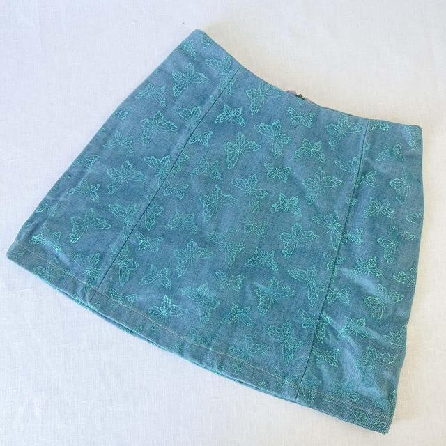 Reworked Women's Mini Skirt - Blue - UK 14 on Productcaster.