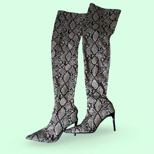 Mango Women's Over the knee Boots - Grey/Multi - UK 7 on Productcaster.